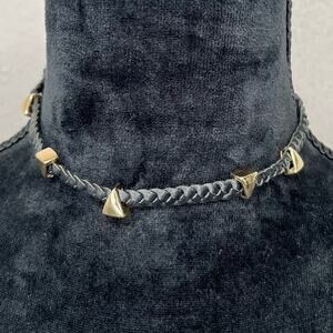 Ettika Revolve Gold Triangles Black Braided Choker Necklace